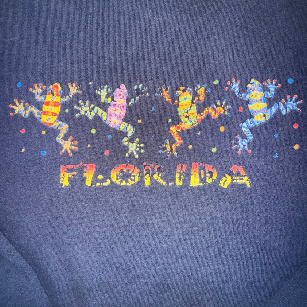 Hanes Sweatshirt Unisex XL Florida Dancing Frogs Graphic Navy Blue Crewneck